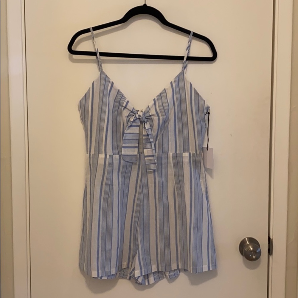 by the way blue and white striped romper